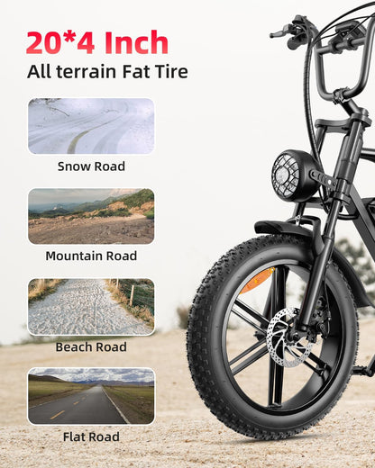 1000W Fat Tire Electric Bike - 30mph, 70-Mile Range, All-Terrain eBike for Adults - SYX MOTO