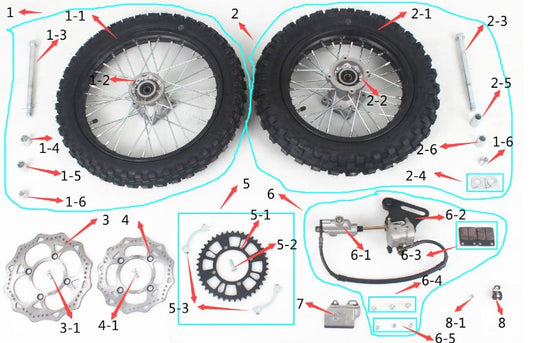 SYX MOTO Roost Front Tires Rear Tires Replacement Parts for Roost 125cc Dirt Bike - SYX MOTO