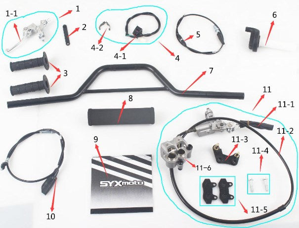 SYX MOTO Whip Steering Handle Replacement Parts for Whip 125cc Dirt Bike - SYX MOTO