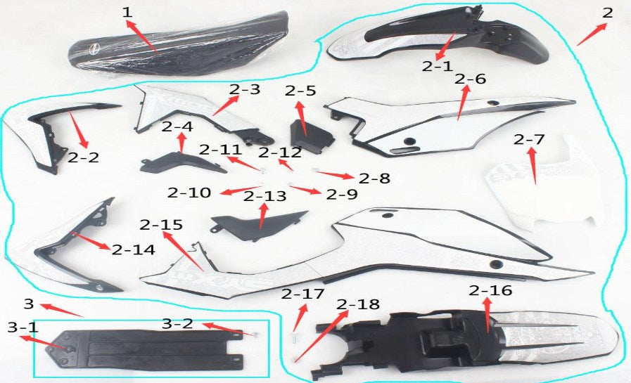 SYX MOTO Whip Plastic Fender Replacement Parts for Whip 125cc Dirt Bike - SYX MOTO