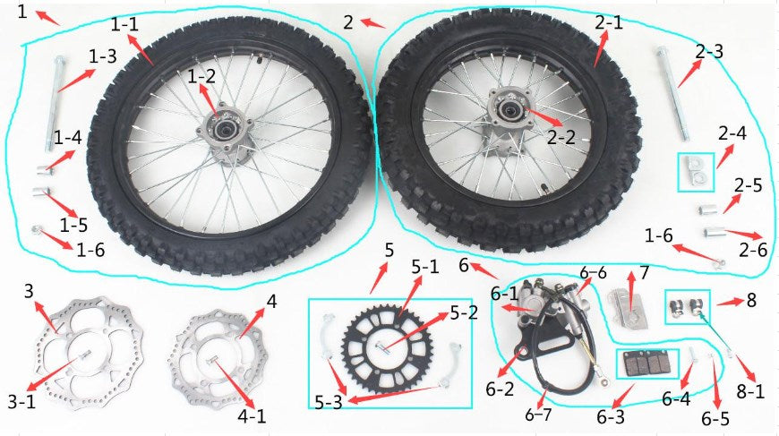 SYX MOTO Whip Front Rear Tires Replacement Parts for Whip 125cc Dirt Bike - SYX MOTO
