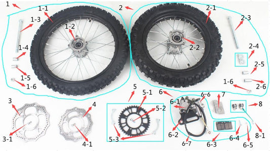 SYX MOTO Whip Front Rear Tires Replacement Parts for Whip 125cc Dirt Bike - SYX MOTO