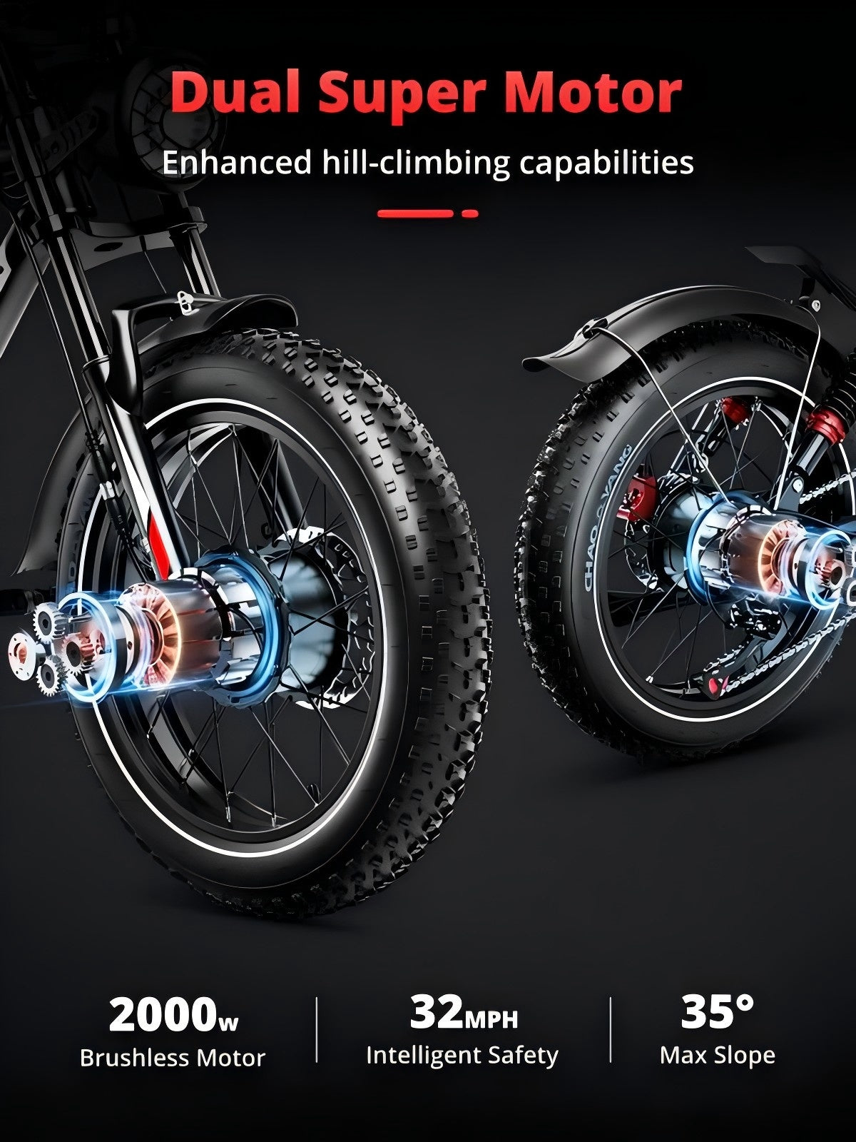 2000W Dual Motor Electric Bike - 32 MPH, 70-Mile Range, All-Terrain eBike - SYX MOTO