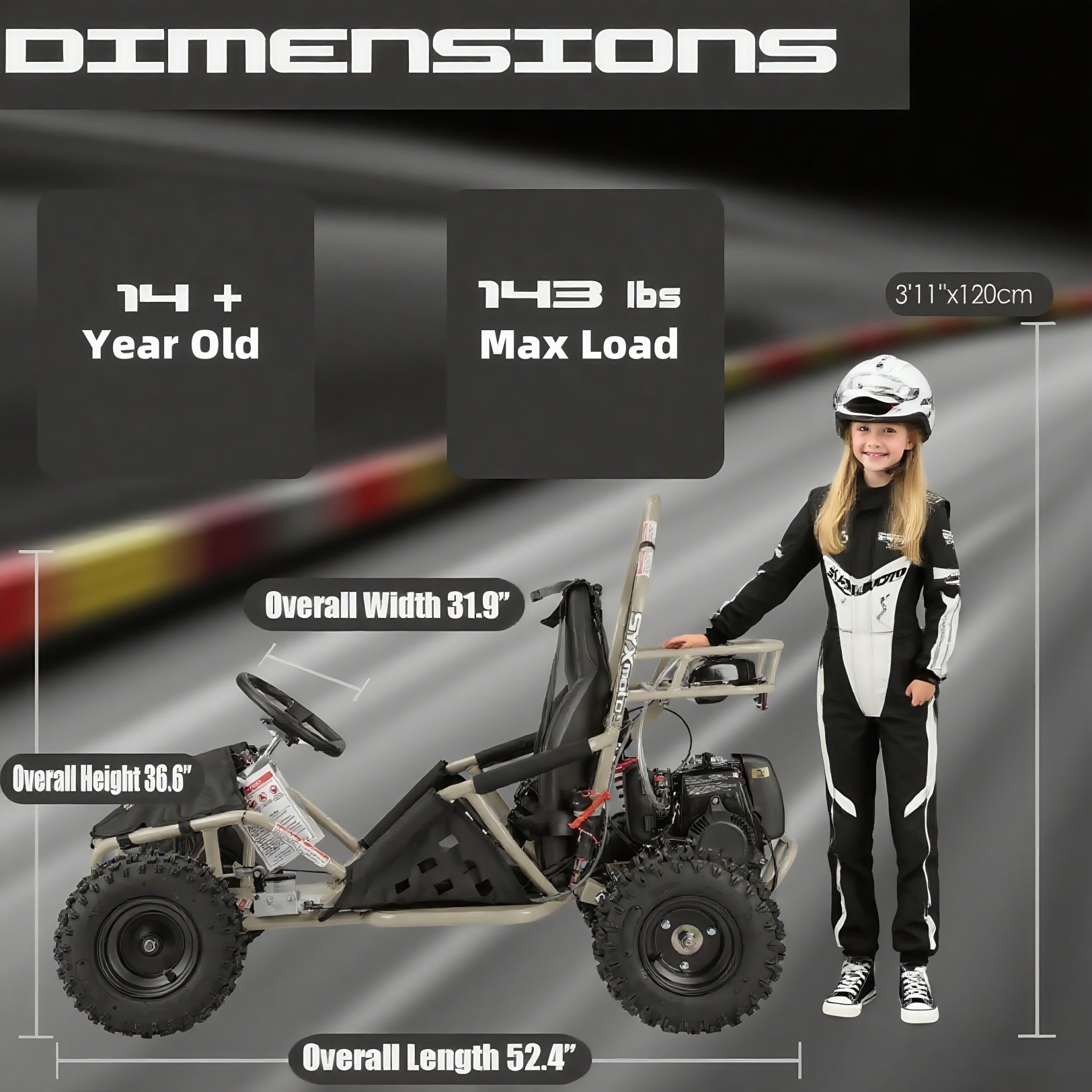 SYX MOTO GK-49A 50cc 4 Stroke Go Kart - SYX MOTO