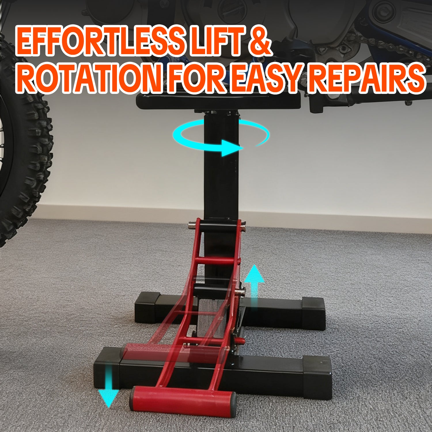SYX MOTO Motorcycle Lift Stand 440lbs Capacity, 360° Rotating Scissor Lift - SYX MOTO
