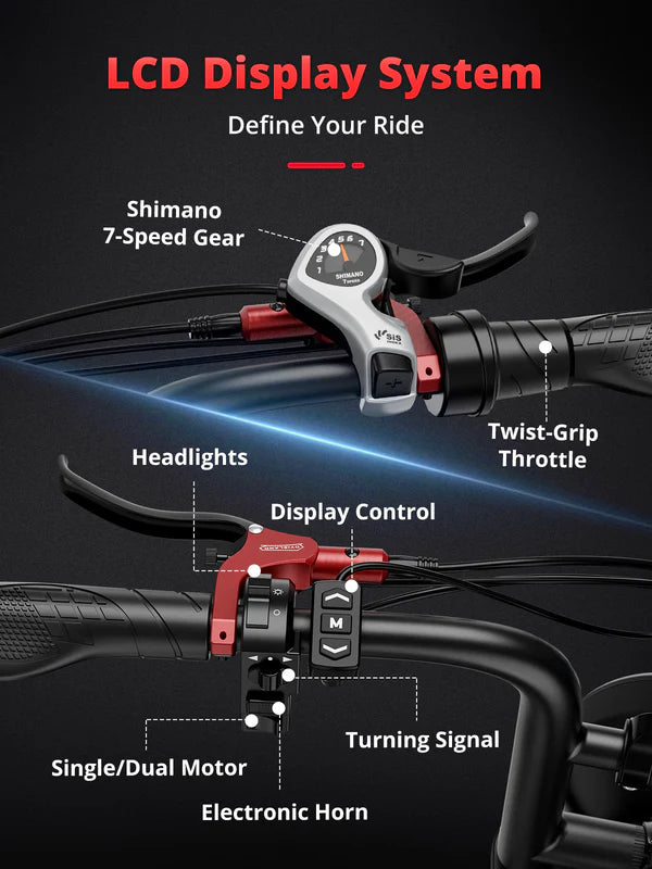 2000W Dual Motor Electric Bike - 32 MPH, 70-Mile Range, All-Terrain eBike - SYX MOTO