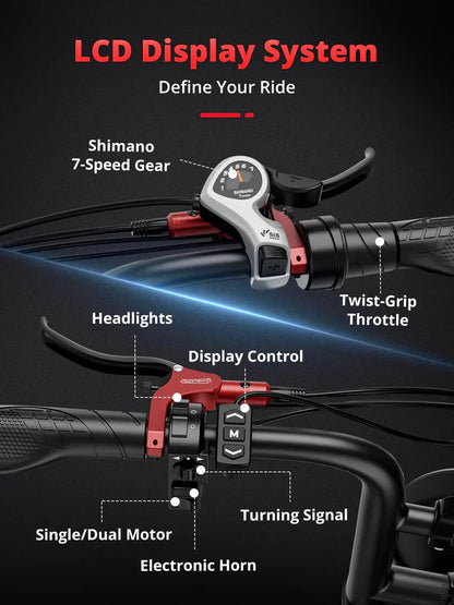 2000W Dual Motor Electric Bike - 32 MPH, 70-Mile Range, All-Terrain eBike - SYX MOTO