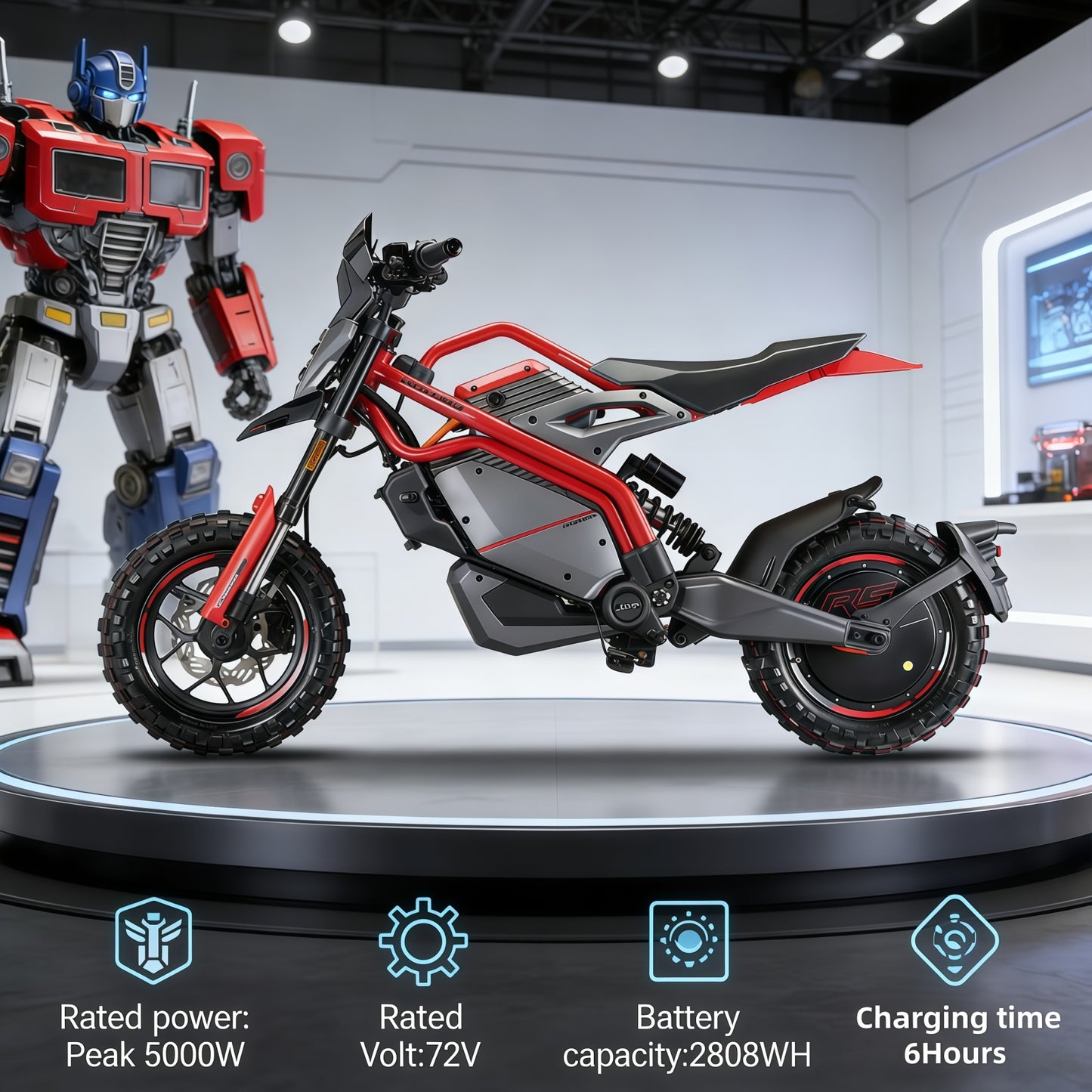 SYX MOTO Electric Dirt Bike for Adults Teens, Peak 5000W Electric Motorcycle, Off-Road EBike with 72V/2808WH Removable Battery,Top Speed 56Mph, 6hours Charge Time, 12'/13'inch Tire(OFF ROAD)) - SYX MOTO