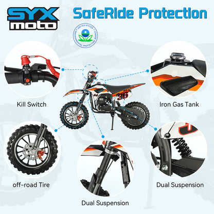 SYX MOTO MK 40cc 4 Stroke Pull Start Mini Dirt Bike Off Road - SYX MOTO