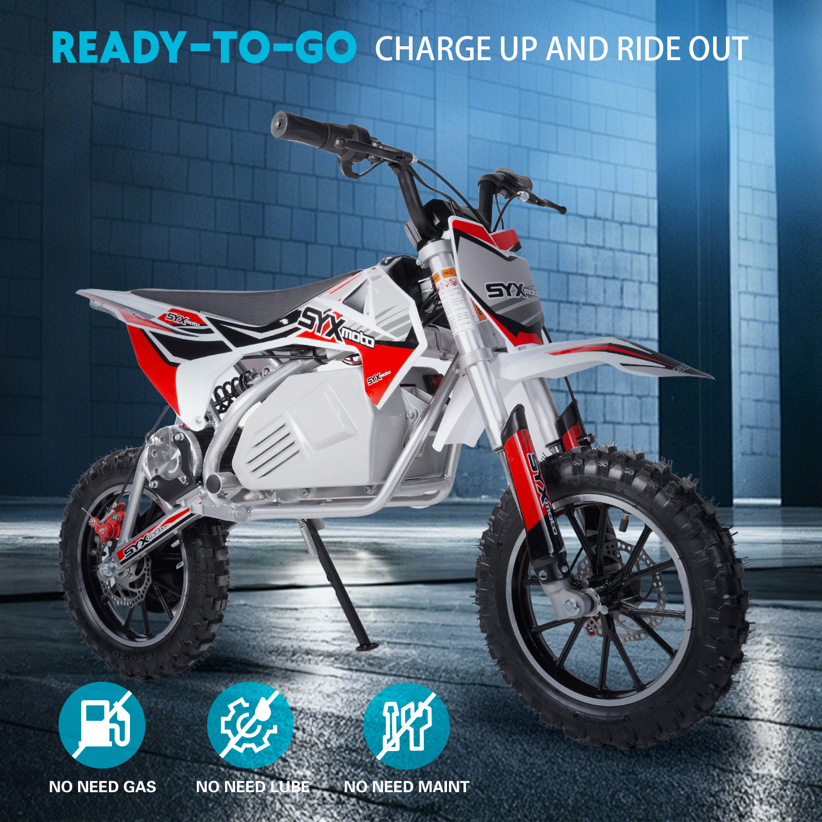 SYX MOTO KBE Electric Dirt Bike, 500W 36V Off Road Ebike, Beginner Kids Mini Motocross - SYX MOTO