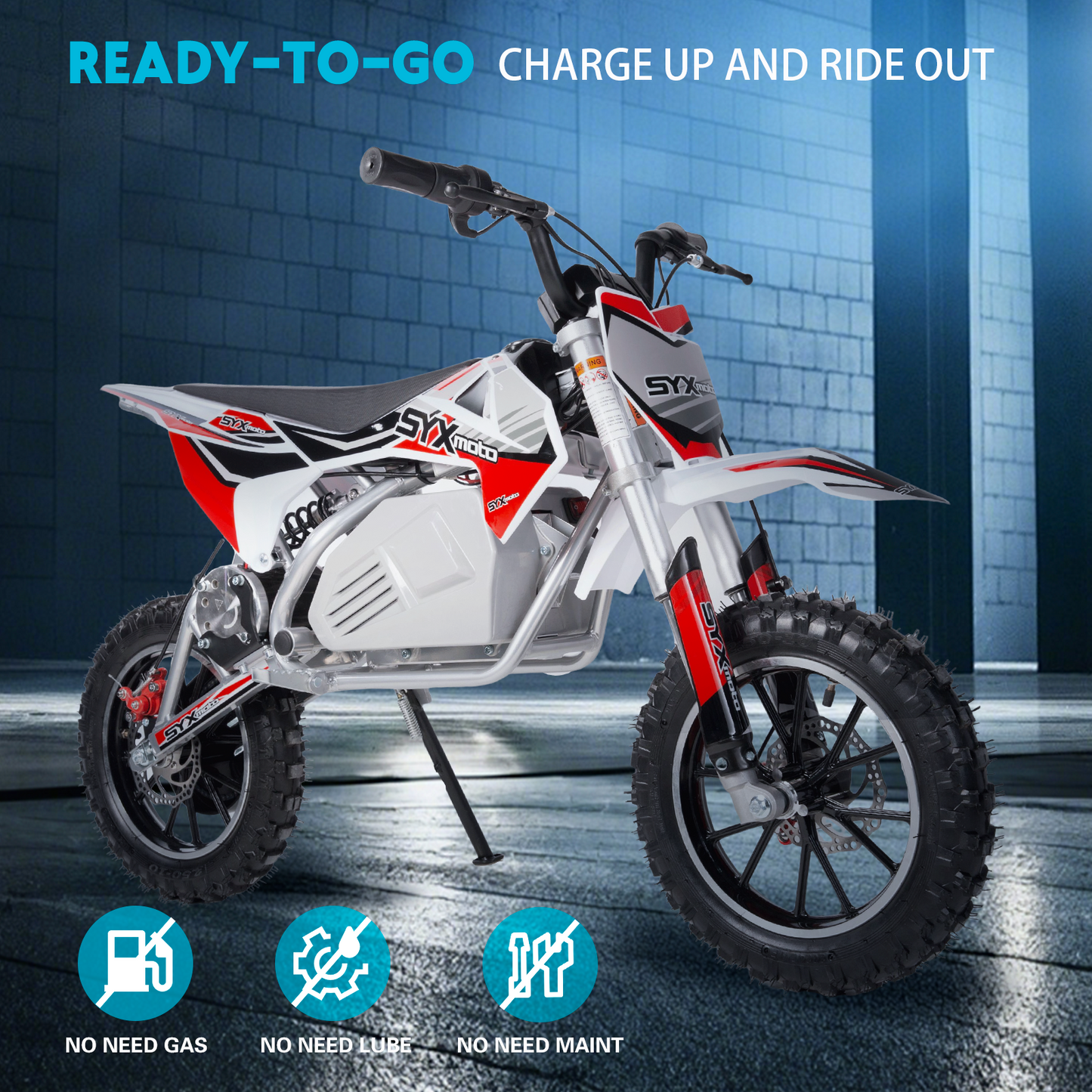 SYX MOTO KBE Electric Dirt Bike, 500W 36V Off Road Ebike, Beginner Kids Mini Motocross - SYX MOTO