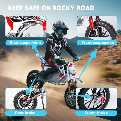 SYX MOTO KBE Electric Dirt Bike, 500W 36V Off Road Ebike, Beginner Kids Mini Motocross - SYX MOTO